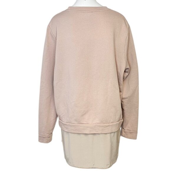 COS Womens Long Sleeve Sweater Tunic Length, Silk Bottom, Pink, Size Large - Picture 2 of 9